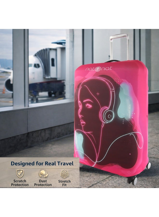 natOnat Travel Luggage Cover Protector - Suitcase Cover - Stretchy, Washable Spandex & Polyester - Protects Against Dirt & Scratches - Vibra Design - Fits 58-63 CM Height ( Medium ) - Image 4